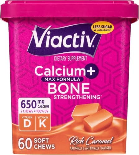 Viactiv Calcium + Vitamin D Supplement Soft Chews, 60 Count, Caramel - Personal Care