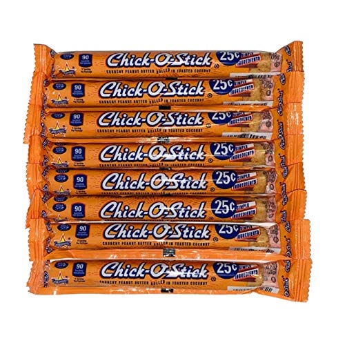 Chick O Stick Candy Bars | 8 Pack | Crunchy Peanut Butter Rolled In Toast Coconut | Peanut Butter Candy | .7 oz Bars | Pack of 8 Bars