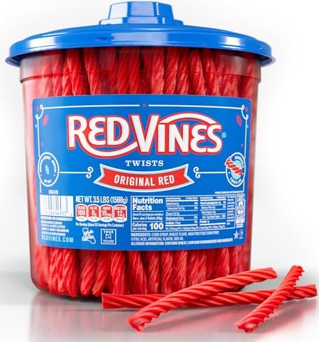 Red Vines Licorice Candy Original Red Flavor Soft Chewy Candy Twists, Red Licorice 3.5 Lb Jar - Personal Care