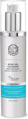 Acne Face wash Treatment with Benzoyl Peroxide - Fight Acne Blemishes on Contact for Cystic Breakouts, Oily Skin, Clogged Pores, Blackhead, Whitehead & Pimples. Achieve Clear Skin.