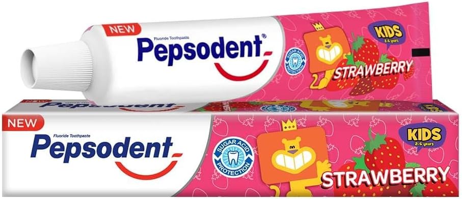 Pepsudent Kids Toothpaste, Strawberry Flavor, Cavity & Enamel Protection, 45G, Pack of 4