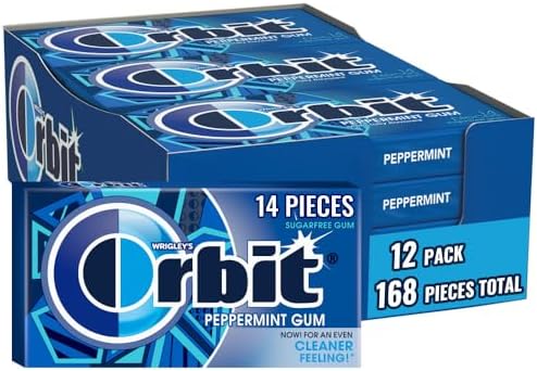 Orbit Peppermint Sugar Free Gum Individually Wrapped, Bulk Packs of Gum, 12 Packs of 14-Pieces (168 Total Pieces) - Personal Care