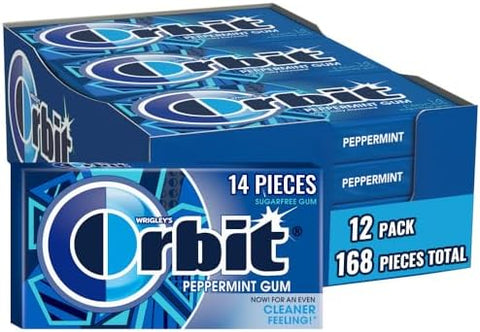 Orbit Peppermint Sugar Free Gum Individually Wrapped, Bulk Packs of Gum, 12 Packs of 14-Pieces (168 Total Pieces) - Personal Care