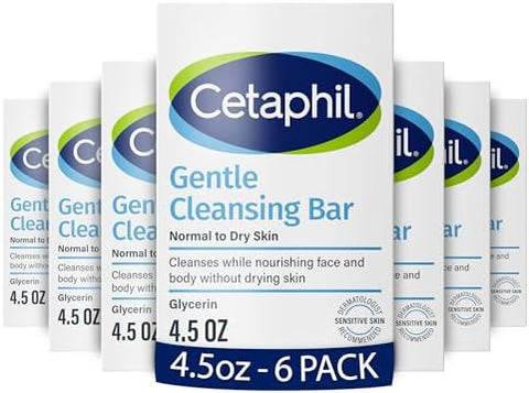 Cetaphil Gentle Cleansing Bar Soap, Sensitive & Dry Skin, 4.5oz, 6ct