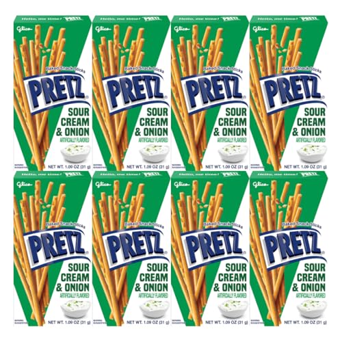 Baked Snack Sticks Sour Cream & Onion Flavor, Crunchy and Savory, Perfect for Kids and Adults, 1.09 oz Individual Packs, Convenient 8-Pack Snack Bundle