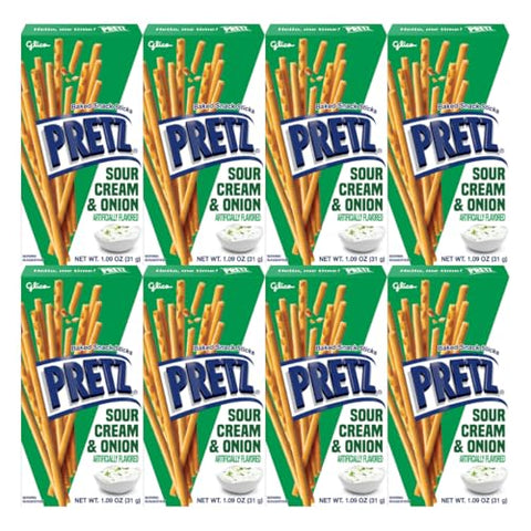 Baked Snack Sticks Sour Cream & Onion Flavor, Crunchy and Savory, Perfect for Kids and Adults, 1.09 oz Individual Packs, Convenient 8-Pack Snack Bundle