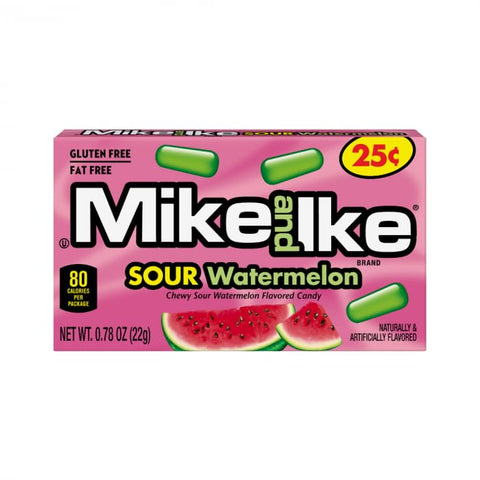 Mike and Ike Sour Watermelon Chewy Candy, Tangy & Sweet, Perfect for Parties, Snacking, and Sharing, 0.78 Oz (Pack of 24)