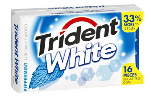 Trident White Peppermint Sugar Free Gum 16 PC (Pack of 36)