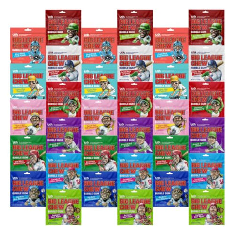 Variety Pack Big League Chew Bubble Gum, 33 Count, 2.12 oz Chewing Gum, Assorted Bulk Pack, Soft Shredded for Kids, Parties & Sharing - Personal Care