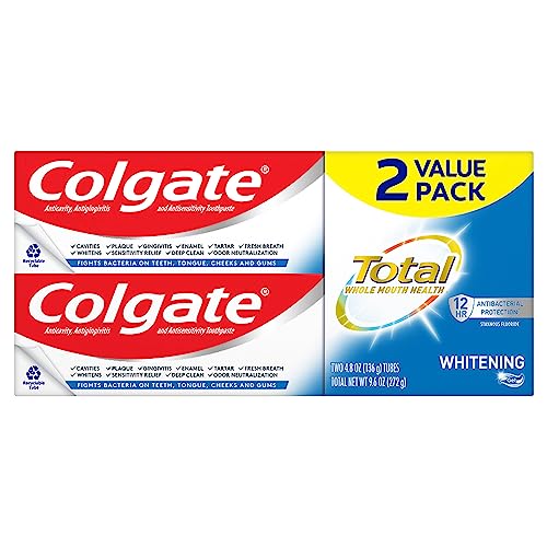 Colgate Total Toothpaste Whitening Gel, Whitening Mint, 4.8 Ounce (Pack of 2)