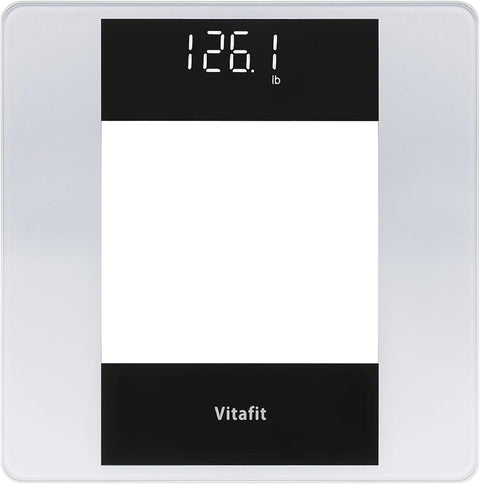 Vitafit Digital Bathroom Scale for Body Weight, High Accuracy Assured by Weight Scale Professional Factory Since 2001, White LED and Step-On, 3*AAA Batteries Included, 400lb, Silver