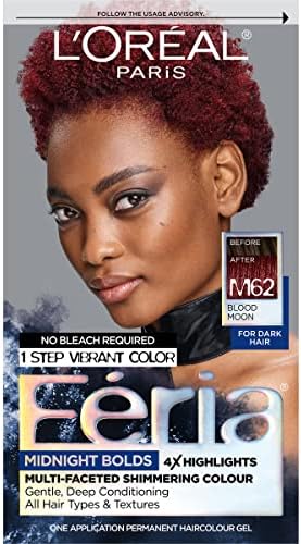 L'Oreal Paris Feria Midnight Bold Multi-Faceted Permanent Hair Dye, One-Step Hair Color Kit for Dark Hair, No Bleach Required, Blood Moon - Personal Care