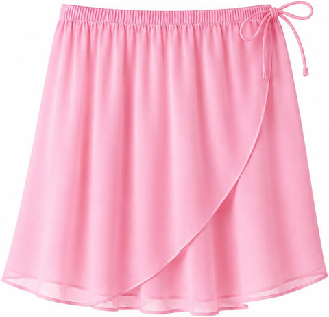 Moret Kids Girls' Ballet and Dance 2-Pack Chiffon Wrap Skirt - Lightweight Pull-On Practice Recital Tutu Skirt Activewear for Toddler and Little Kids, Pink, Medium