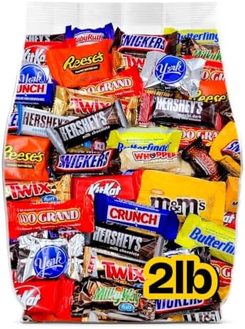 Halloween Chocolate Candy Variety Pack - 2lb Bulk Candy Individually Wrapped - Assorted Halloween Candy for Trick or Treat, Party Favors, Goodie Bags and Pinatas - 2 Pounds