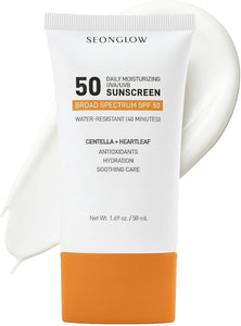 Sunscreen for Face SPF 50: Korean Daily Facial Moisturizer Sun Protector with Centella Heartleaf & Vitamin E - Lightweight Formula No White Cast & Water Resitant (1.69 Fl Oz (Pack of 1))