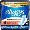 Always Maxi Overnight Pads with Wings for Women, Size 4, Overnight Absorbency, Unscented,  - Image 1