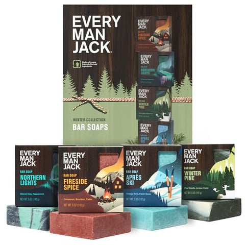 Every Man Jack Body Bar Soap for Men, Winter Scents Variety Pack, 5oz (4pk) - Personal Care
