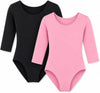 Moret Kids Girls Ballet Dance 2-Pack 3/4 Sleeve Leotard Set, Black and Pink Classic Scoop  - Image 1