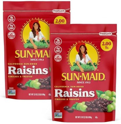Sun Maid California Raisins - 4 lbs | 32 oz Resealable Bags (Pack Of 2) - Personal Care