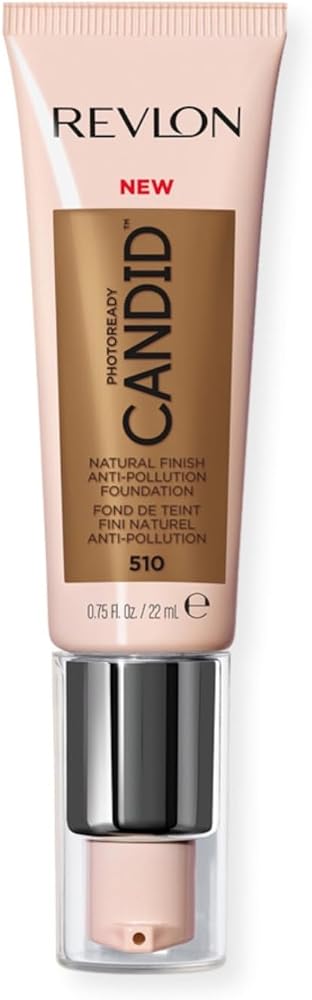 Revlon PhotoReady Candid Natural Finish Foundation, with Anti-Pollution, Antioxidant, Anti-Blue Light Ingredients, 510 Cappuccino, 0.75 fl. oz. - Face Makeup - Beauty