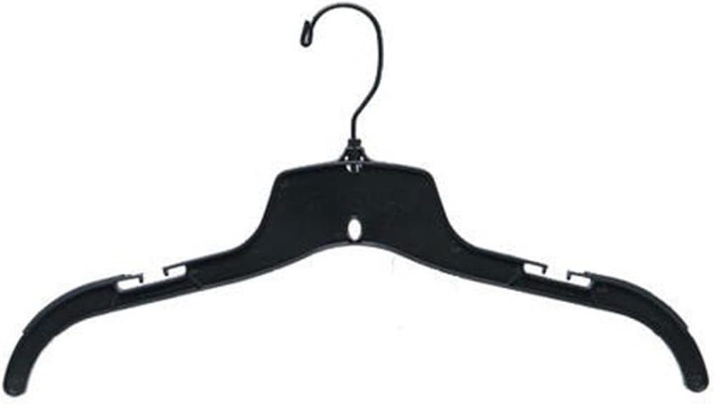 Nahanco 25500BHMG Plastic Shirt/Dress Hanger with Black Swivel Hook and Molded Non-Slip Shoulders, Heavy Weight, 17", Black - Personal Care