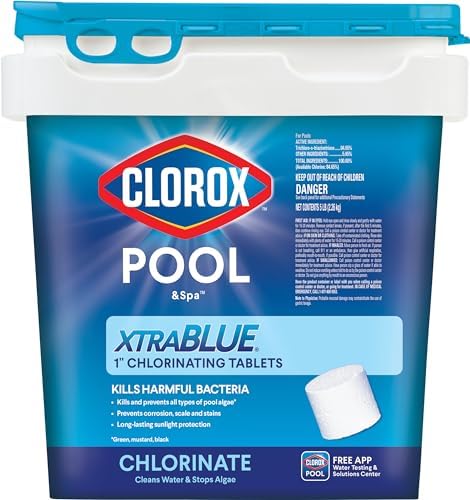 Clorox® Pool&Spa™ XtraBlue 1” Swimming Pool Chlorinating Tablets, Kills Bacteria & Stops Algae, Perfect for Small Pools (5 LB)