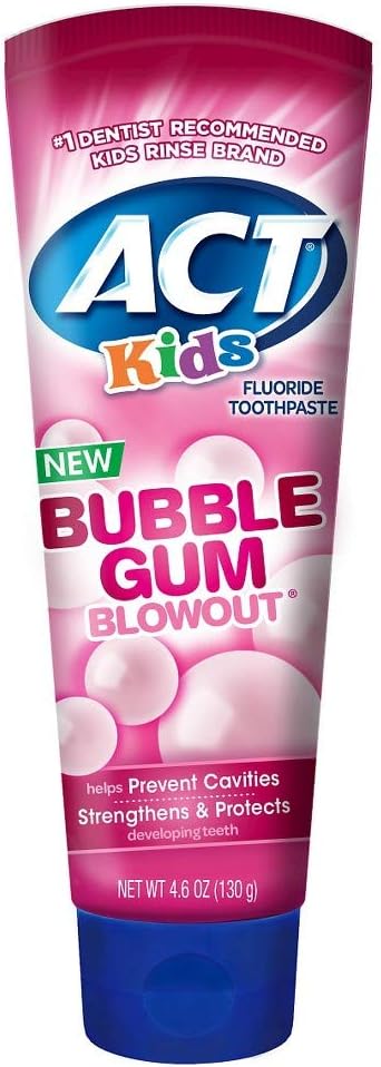ACT Kids Bubblegum Blowout Toothpaste 4.6 Ounce (Pack of 2)
