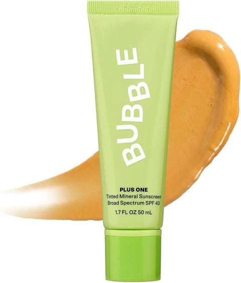Bubble Skincare Daily Mineral Sunscreen Broad Spectrum SPF 40 - Tinted Sunscreen for Face with Zinc Oxide & Omega 3 Fatty Acids - Hydrating & Blurring Formula Suitable for All Skin Types (50ml)