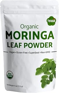 Organic Moringa Leaf Powder 4 oz - USDA Certified Pure Moringa Oleifera Superfood Powder - Green Smoothie, Tea, Energy Booster - Pure Ayurveda Products