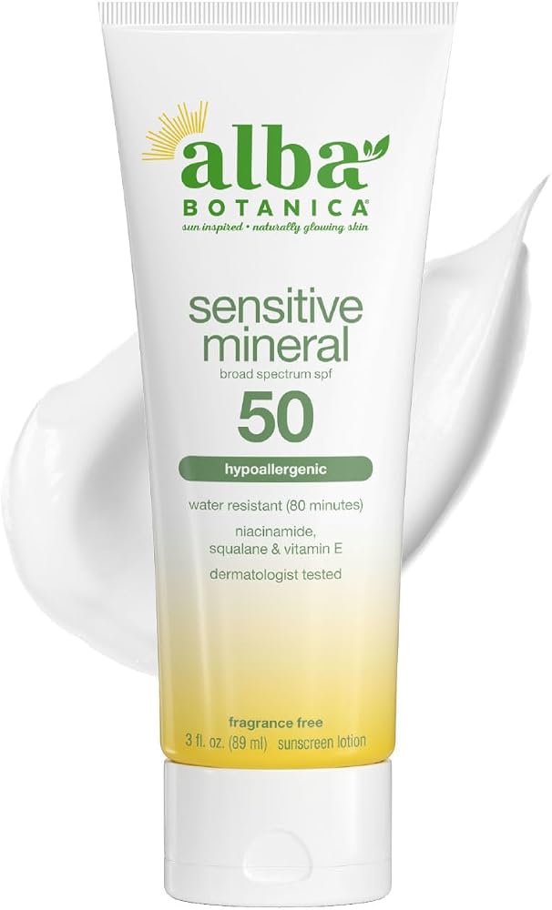 Alba Botanica Sensitive Mineral Sunscreen Lotion SPF 50, 3 Oz - Personal Care