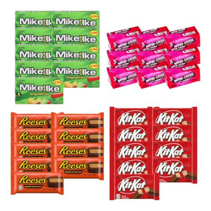 Big TOP DEALS USA 36 Count Candy Variety Pack, 9 Each Mike and Ike Original Fruits, Now and Later Cherry, Reese's Peanut Butter Cups, Kit Kat - Individually Wrapped, Fruity Chewy Candy, Party Favors