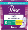 Poise Incontinence Pads for Women, 3 Drop, Long, 96 ct - Image 1