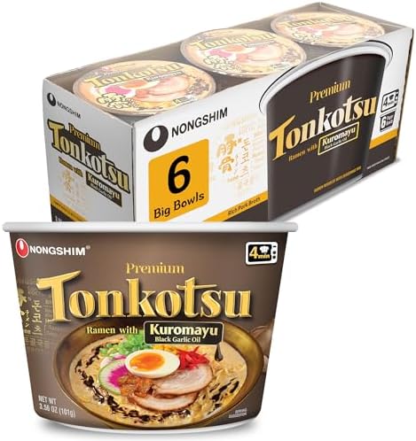 Nongshim Tonkotsu Ramen with Kuromayu Noodle Big Bowl, 3.56 Ounce (Pack Of 6)