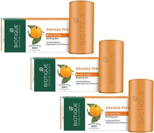 Biotique Orange Peel Bathing Bar for Fresh, Smooth Skin – Gentle Exfoliating Soap with Orange Peel Extract – Cleansing & Non-Drying Daily Body Bar – Botanical Formula for All Skin Types, 5.29 oz