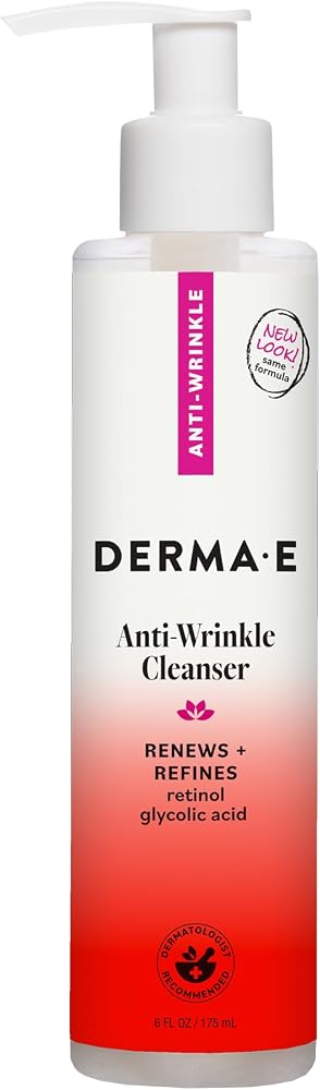 Derma E Anti-Wrinkle Cleanser for Nighttime with Glyolic Acid, 6 Fl Oz - Personal Care
