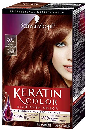 Schwarzkopf Keratin Color Permanent Hair Color Cream, 5.6 Warm Mahogany(Packaging May Vary)
