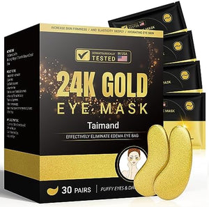 Taimand Under Eye Patches (30 Pairs), 24K Gold Eye Mask for Dark Circles