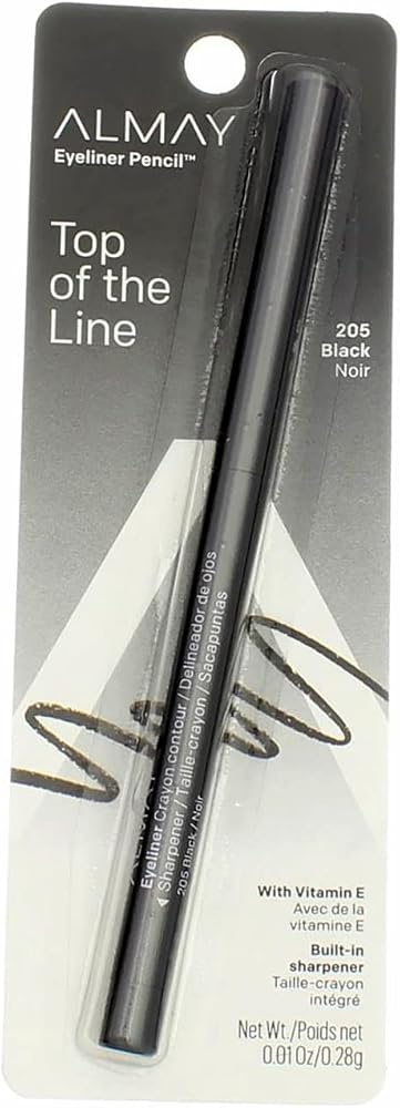 Almay Eyeliner Pencil, Black [205], 0.01 oz (Pack of 6)