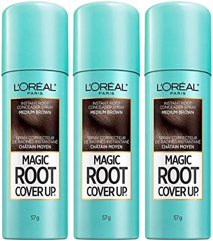 L'Oreal Paris Root Cover Up Hair Color Touch Up Spray, Medium Brown, 2 Ounce (Pack of 3) - Personal Care