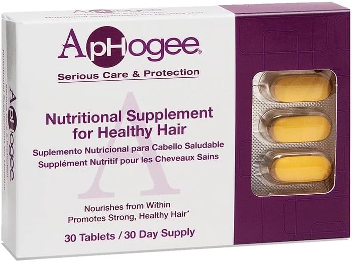 Aphogee Nutritional Supplement for Healthy Hair – Biotin, Vitamins & Minerals with MSM, Collagen & Amino Acids – Nourishes Hair from Within, Promotes Healthy Hair Growth – 30 Tablets (30-Day Supply)