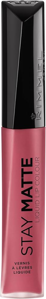 Rimmel London Stay Matte Liquid Lip Color with Full Coverage Kiss-Proof Waterproof Matte Lipstick Formula that Lasts 12 Hours - 210 Rose & Shine, .21oz