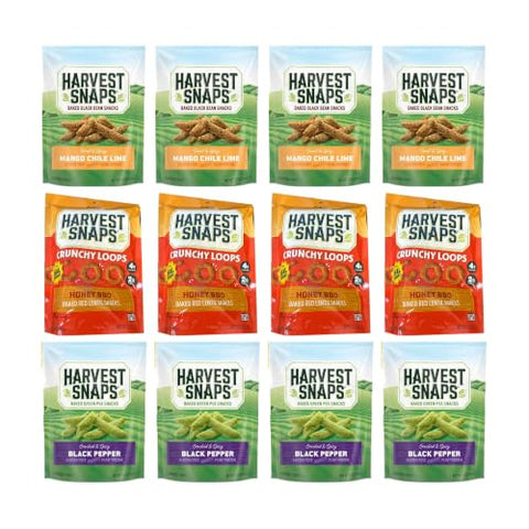 Big Top Deal USA Variety 12 Pack Sweet Heat, Mango Chile Lime, Honey BBQ, Black Pepper, Harvest Snaps, Baked Veggie Chips, Crunchy, Gluten Free, Plant Protein, Snack Crisps