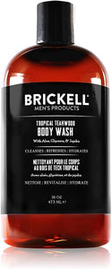 Brickell Men's Invigorating Body Wash for Men, Deep Cleaning Shower Gel with Aloe, Jojoba, and Vitamin E, Scented (Tropical Teakwood, 16 oz) - Personal Care