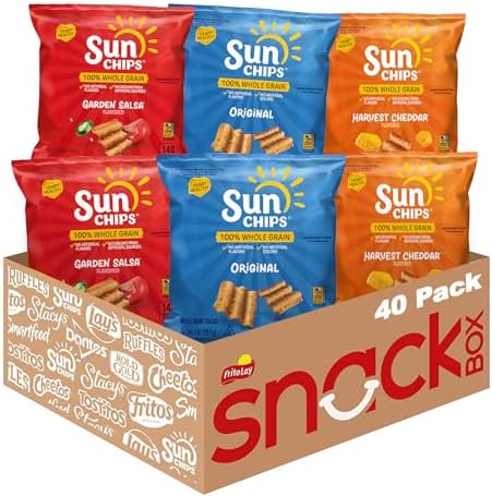Sunchips 100% Whole Grain Chips, Variety Pack, 1 oz Bags, Pack of 40, No Artificial Flavors, Colors - Personal Care