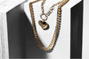 Charming Charlie 2 Layered Curb Chain Heart Pendant Gold Necklace For Women; Elegant Stack - Image 2