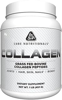 Core Nutritionals Collagen, Grass Fed Bovine Collagen Peptides, Supports Joints, Hair, Skin and Nails, 35 Servings (Unflavored, 1 lb)