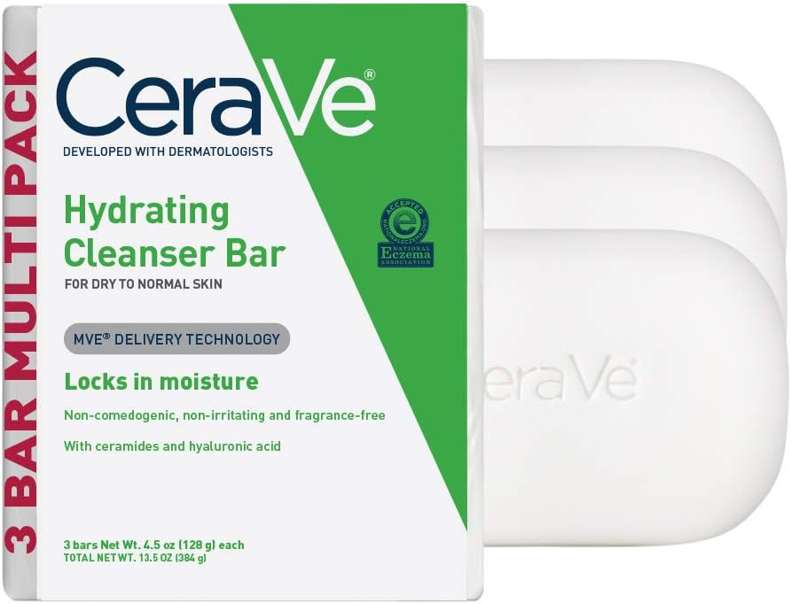 Cerave Hydrating Cleanser Bar, Face Wash with 5% Moisturizing Cream, 3-Pack - Personal Care