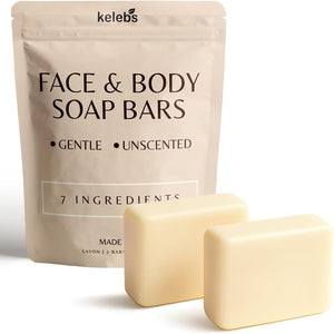 Kelebs Bar Soap for Women | Coconut Moisturizing & Hydrating for Face & Body | With Organic Trio Oils for Sensitive Skin | Only 7 Natural Ingredients | Fragrance-Free, Vegan, No SLS | 2 Bars