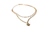 Charming Charlie 2-layered Gold Plated Chain Link Antique Necklace With Heart Pendant Featuring A Moissanite Center - Women's Layering Jewelry And Stackable Necklace.