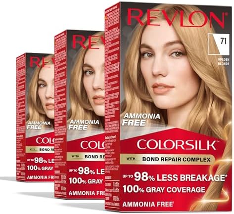 Revlon ColorSilk with Bond Repair Hair Color, 71 Golden Blonde, 3pk - Personal Care